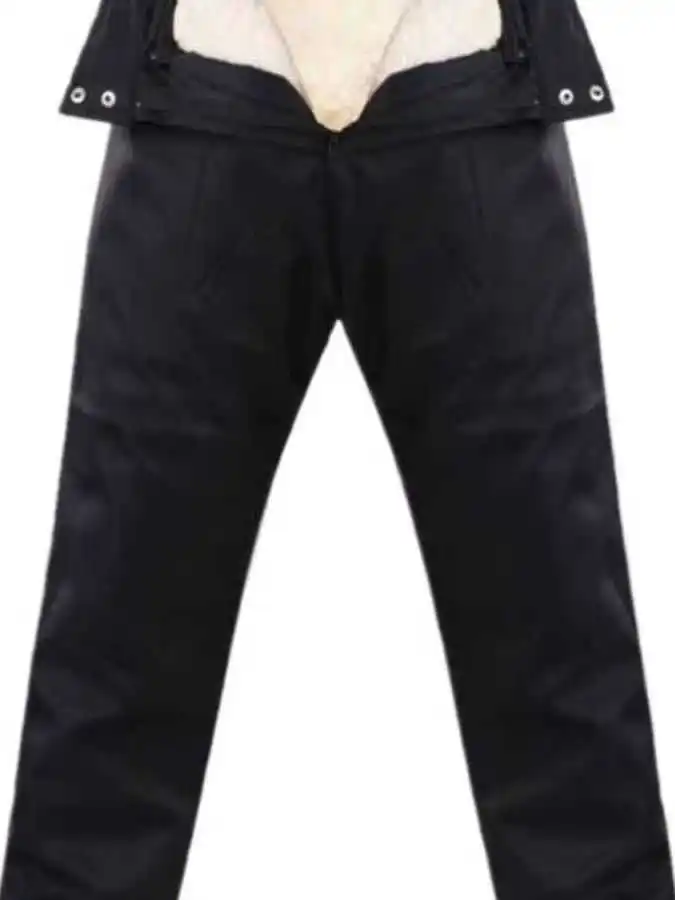 リアル eepskin レザー Thiened ハイウエスト屋外冬暖かい抗寒メンズパンツストレートレッグ長ズボンカジュアル Sle