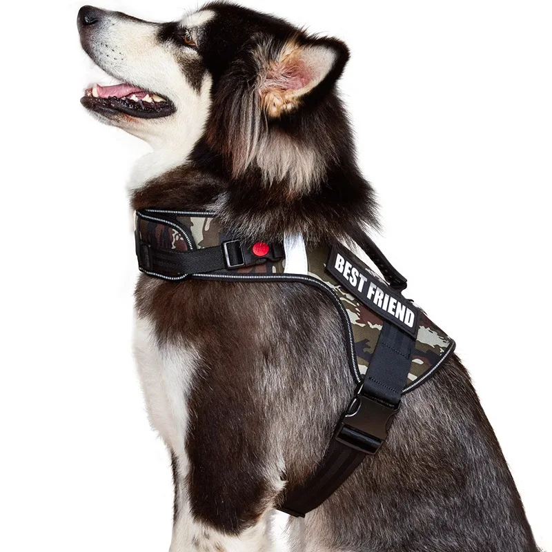 

Large Dog Tactical Vest – Outdoor No-Pull Chest Harness with Velcro Straps
