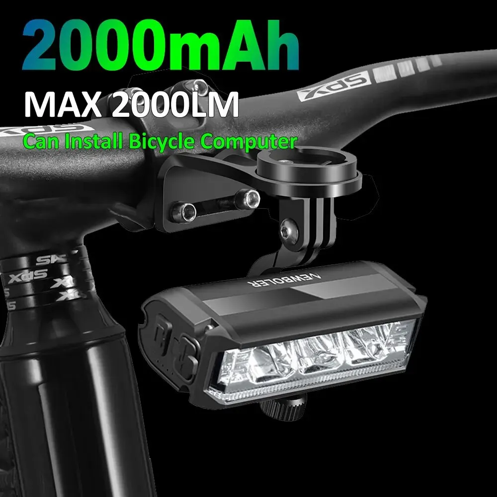 NEWBOLER Bicycle Light Front 2000mAh Bike Light 2000Lumen Waterproof Flashlight USB Charging MTB Road Cycling Lamp Accessories