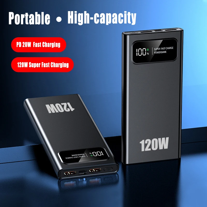 200000mAh High Capacity Digital Display Power Bank 120W Power Bank Super Fast Charging Battery  For Iphone 15 14 Samsung Xiaomi﻿