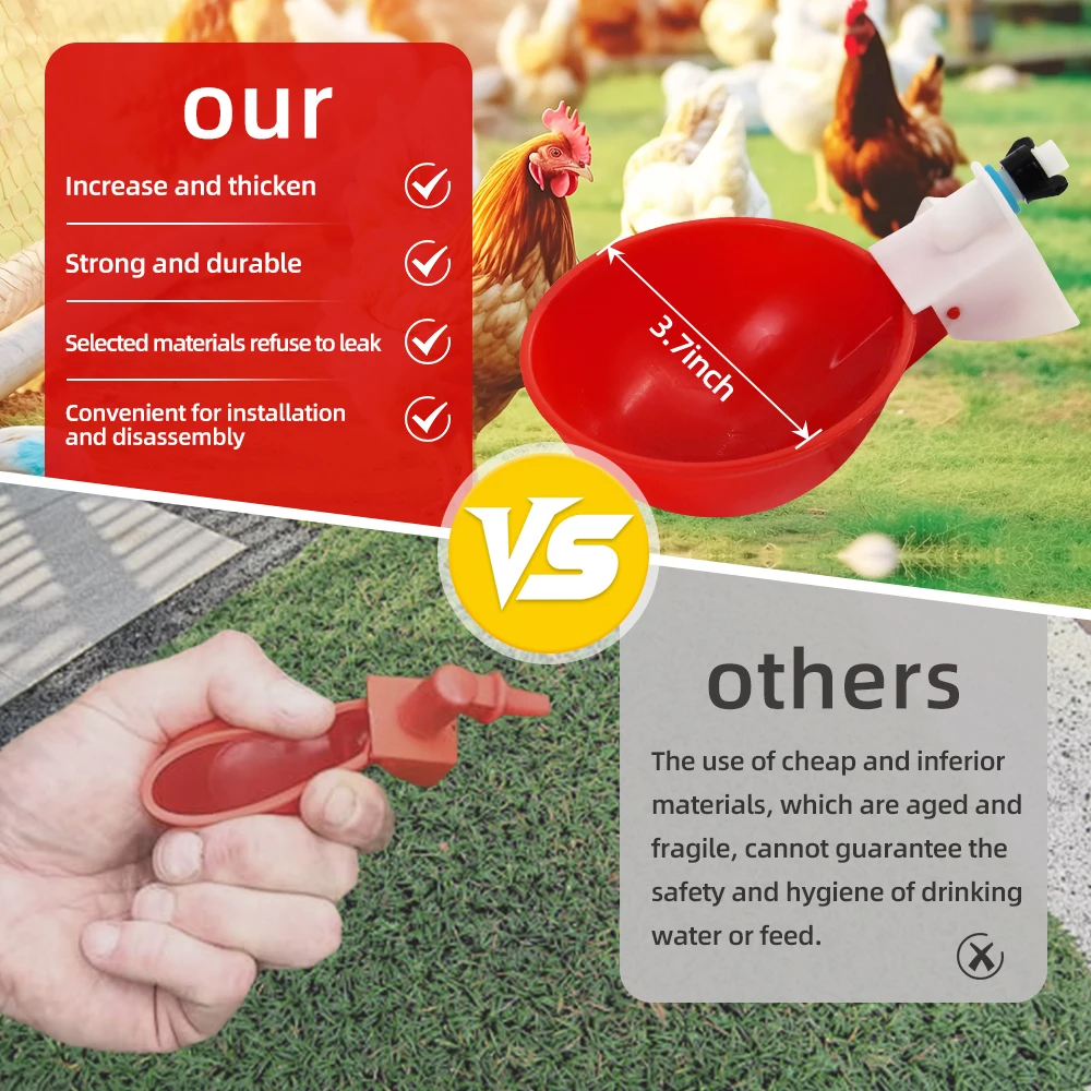 Automatic Chicken Drinking Bowl Drinking Water Quail Poultry Water Dispenser Duck and Pigeon Free Range Chicken Larger