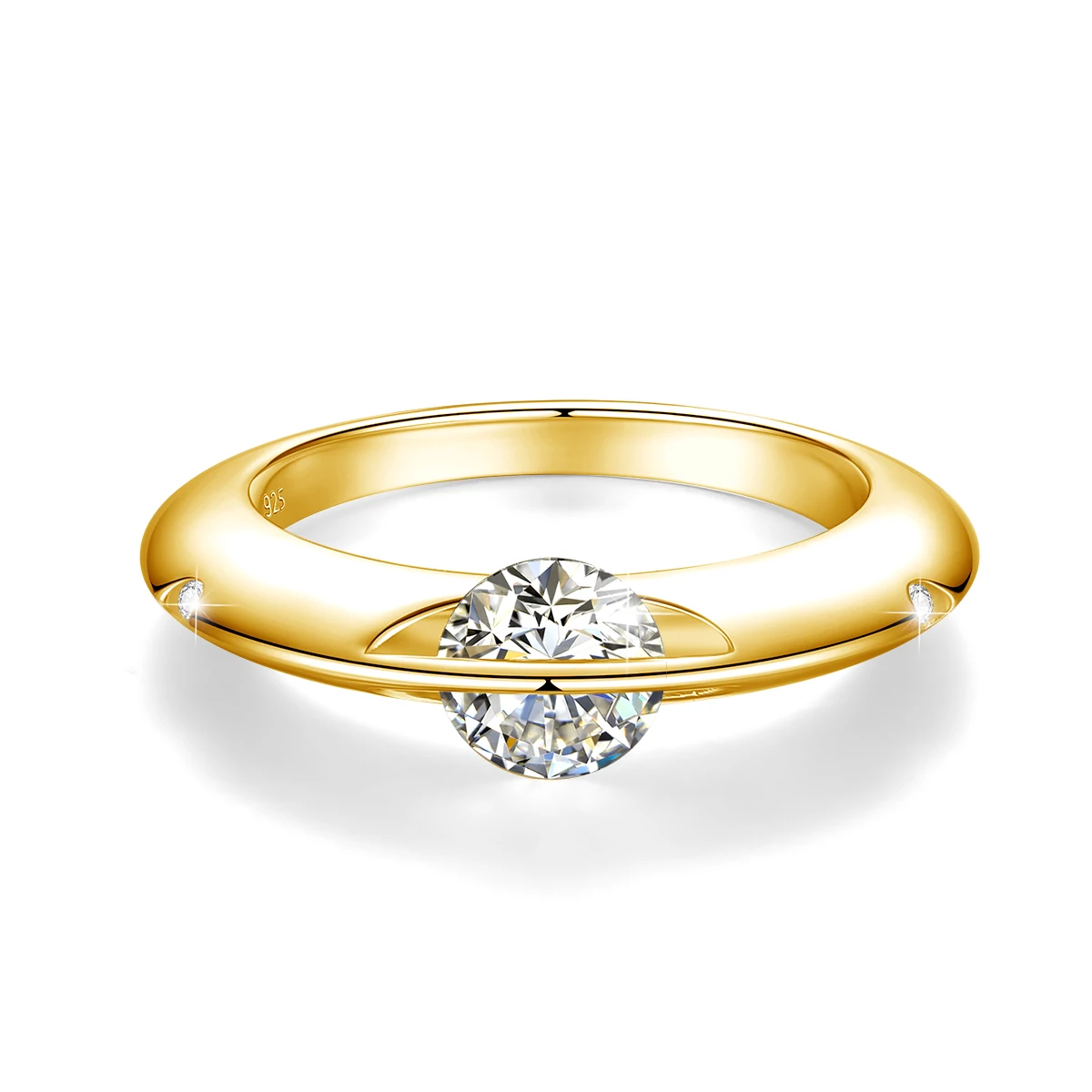 Women's Rotate Moissanite Solid S925 Silver Solitaire Ring