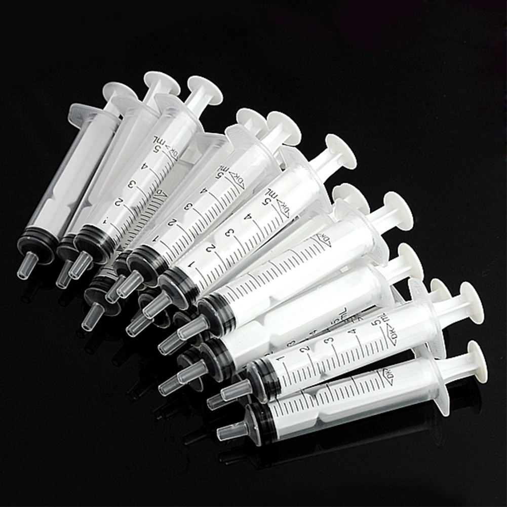 100pcs 5ML Disposable Syringe Plastic Nutrient Syringe Injector Slim For Kitchen Cooking Pet feeding Hydroponics Measuring