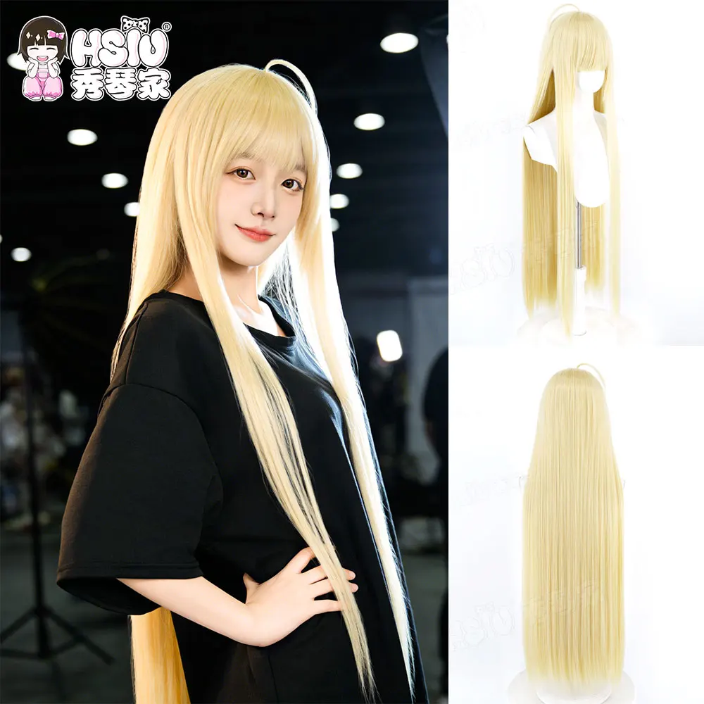 

Синтетический парик для косплея Кагуи из волокна, 100 см, светло-золотистый, длинный + шапочка для парика, для косплея аниме-персонажа Космической Принцессы Кагуи