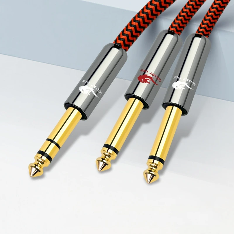 High Quality Stereo Male 6.35mm to Dual 6.5mm Audio Cable 6.35mm to 2x 6.35mm Male Mono Plug Cable For Amp Mixer Microphone