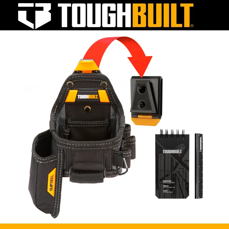 TOUGHBUILT TB-CT-25X Tape Measure / Utility Knife Pouch + Notebook & Pencil Multi Layer Wear Resistant StructureToolkit