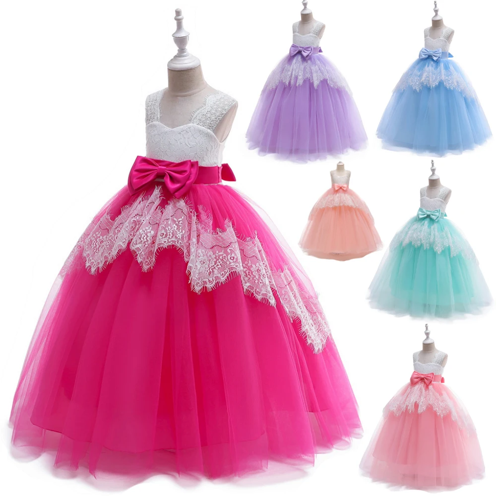 Brand Long Gown Party Dresses Elegant Girls Dresses For Girl Evening Dress For Baby Girls Ball Gown Kids Girls Dress Wedding