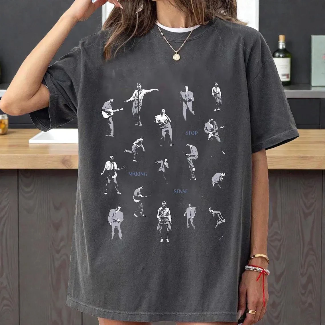 Camiseta Vintage Stop Making Sense, Camiseta Gráfica Talking Heads, Camisa Estilo Concerto David Byrne