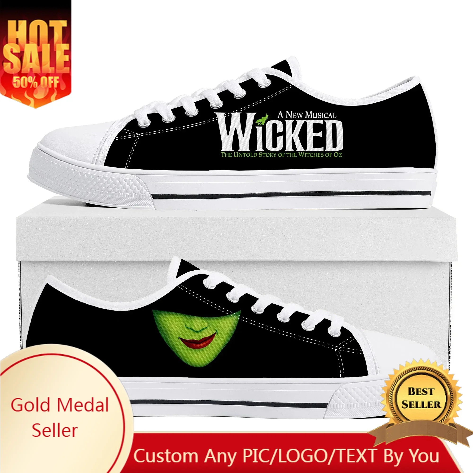 

WICKED He Musical Elphaba Wicked Witch Low Top Sneakers Mens Womens Teenager Canvas Sneaker Casual Custom Shoes Customize Shoe