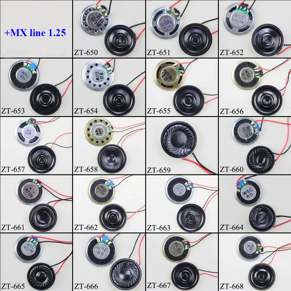 2x 8 32 Ohms 8R 32R 0.5W 1W 2W Diameter 20 23 26 28 30 32 36 40 50 MM Ultra-thin Speaker W/ MX XH DuPont Line 1.25 2.54 Terminal