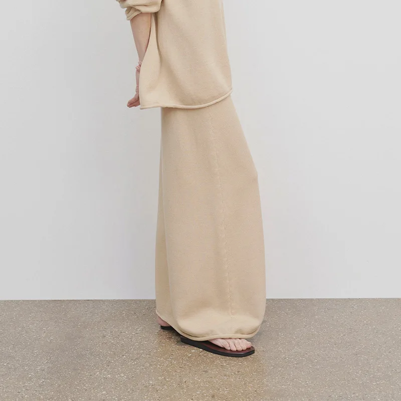 

Autumn fried comfortable skirt Elegant A-line long unrestrained knitted curled skirt