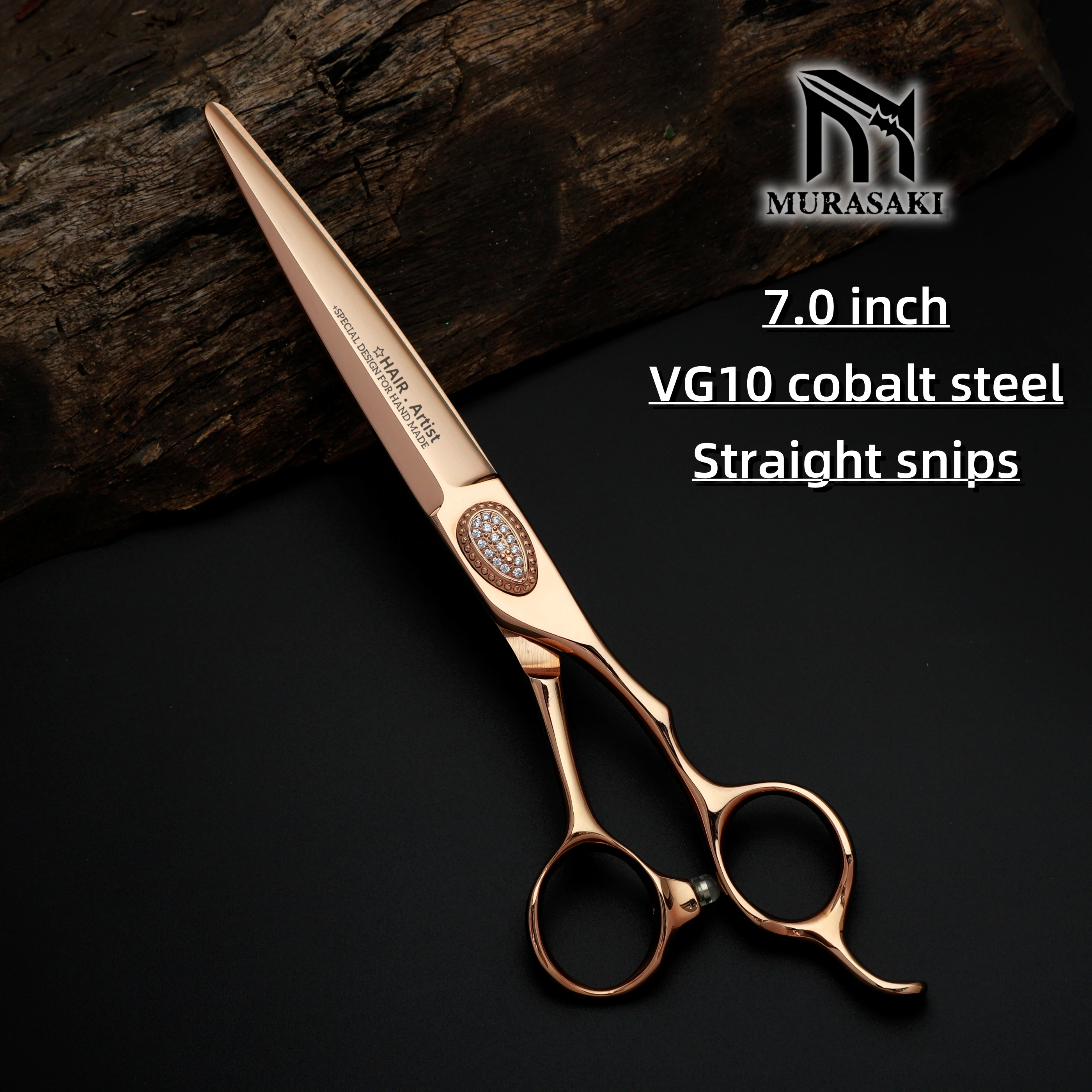 Professionelle Friseurschere aus Roségold, Friseurschere aus erstklassigem VG10-Stahl, 6 bis 7 Zoll Friseurschere, scharf und langlebig – Detail 4