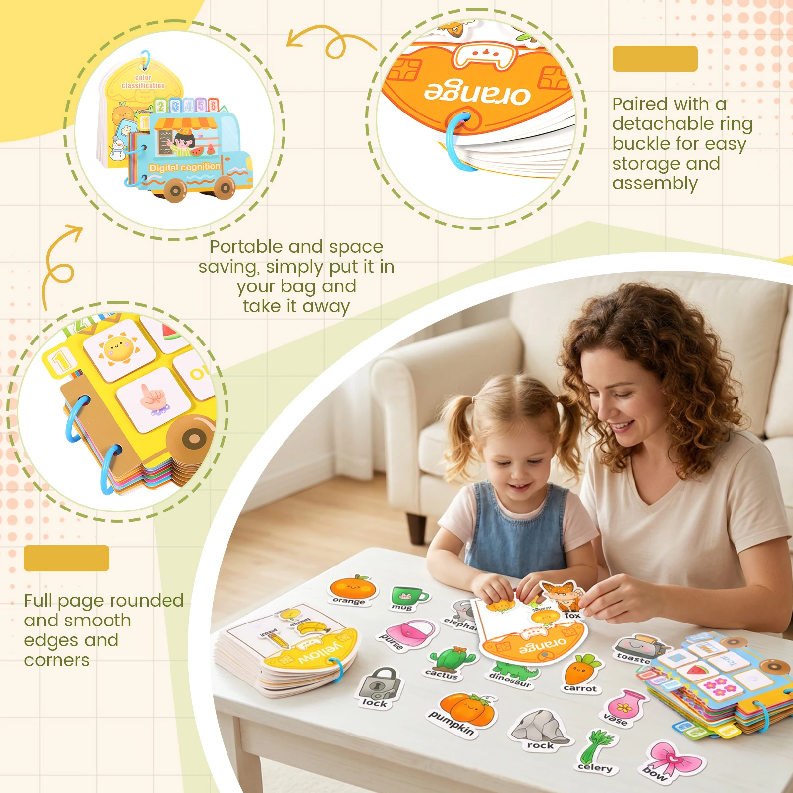 Toddlers Busy Book Safety Color/Number Themed Quiet Book for 3-5 Preschool Educational Sensory Fine Motor Matching Game Gifts view 5