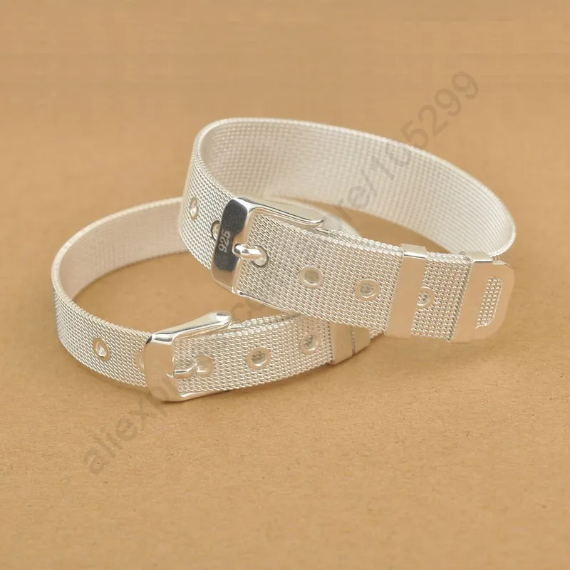 Fashionable Belt Design Pure 925 Sterling Silver Fine Jewelry Bracelet 2 Size Options For Women Men Wedding Party Gift Accessory