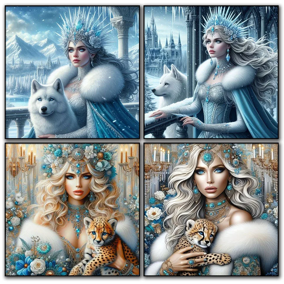 

Леопардовый Климт Diy Алмазная мозаика Художественные наборы для вышивания Фэнтези Волк и женщина Пейзаж Алмазная картина Наборы для вышивки крестом Декор