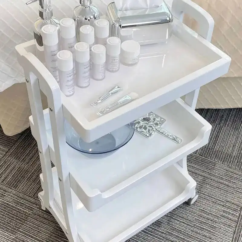 Salon Tray Hairdressing Rolling Furniture Metal Beauty Auxiliary Wooden Cart Trolley Elegant Hairdresser Werkzeugwagen Wheels