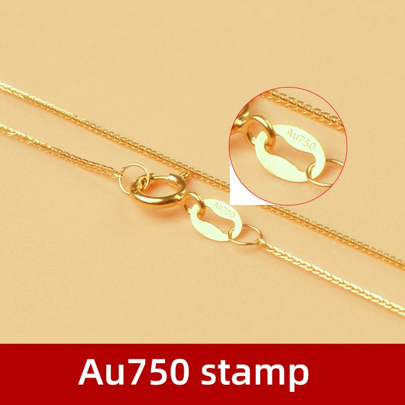 18K Yellow Gold AU750 Chain Necklace For Women 15.7-31.5 Inch Fine Jewelry Versatile Pendant Chain Wedding Party Gift