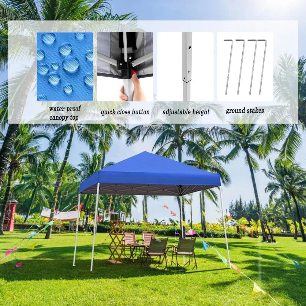 Canopy pop-up portátil para jardim e praia do pátio, barraca instantânea ao ar livre, pernas inclinadas com bolsa de transporte, abrigo gazebo, 10x10 ft