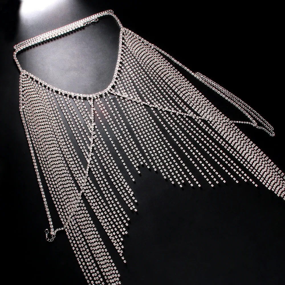 Body Jewelry Woman Fashion Sexy Sling Tassel Chest Chain Trend Rhinestone Body Chain Bikini Night Club Party Bra Chain view 4