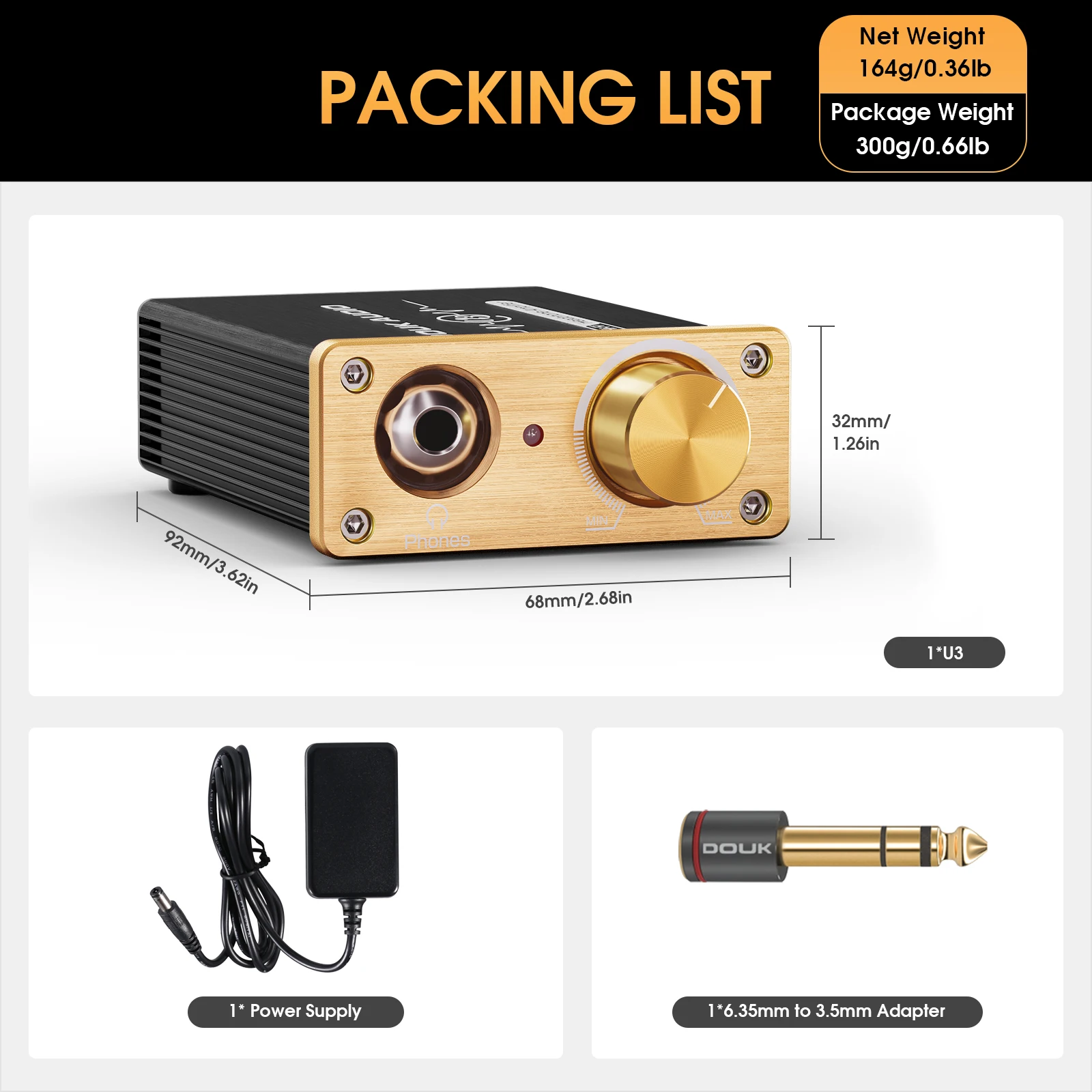 Douk Audio U3 Mini Pure Class A wzmacniacz słuchawkowy HiFi ultrakompaktowy domowy wzmacniacz stereo na biurko do zestawów słuchawkowych HD580/HD600/HD650 — zdjęcie produktu 6