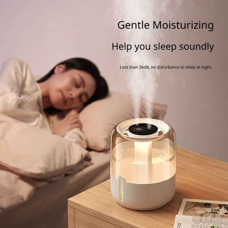 HOMEFISH 6.8L Large Capacity Humidifier USB Dual Spray Desktop Humidifier With Night Light For Home Bedroom Dorm Office