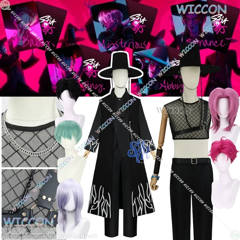 

Anime Movie Kpop Demon Full Set High Quality YOUR IDOL Costume Saja Boys Cosplay Black Goth Vampire Korea Suit Halloween 코스프레