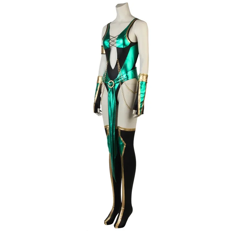 

Game Mortal Kombat X Jade Costume Cosplay Sexy Tights Battle Combat Women's Outfit Adult Full Halloween Carnival Suit FD1;6