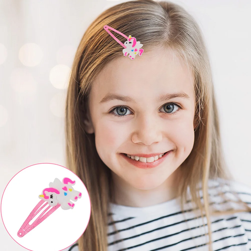 20 Pcs Love Cartoon Children's Unicorn Hair Clip Lightweight Clips Barrettes Women Hairpin Accessories Soft Rubber Style