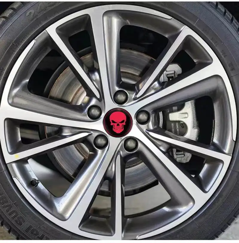 4PCS 60MM Skull Emblem Universal Car Wheel Center Hub Cap Rims Cover Hubcaps Sticker For KIA HONDA Mercedes Benz BMW Hyundai