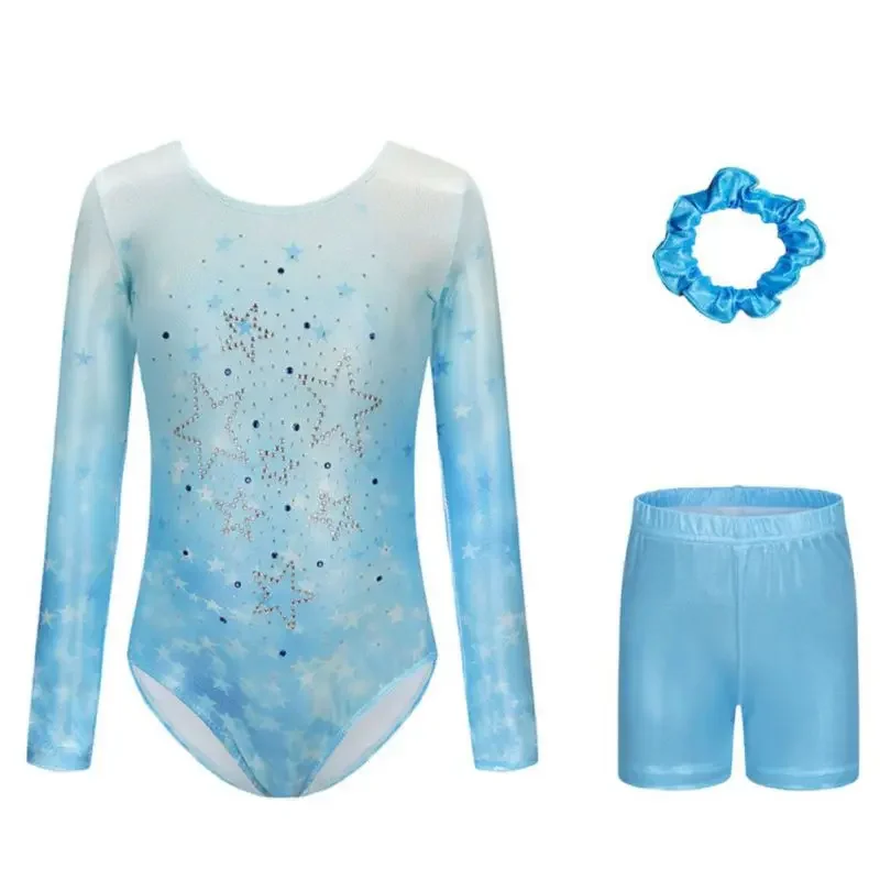 Gymnastiekpakjes voor meisjes 3-delig dans Unitard kinderen peuter atletische tuimeloutfits met korte haarbanden schaatsbodysuit