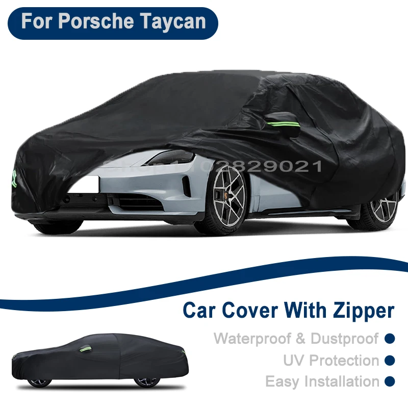 

Outdoor Full Vehicle Cover For Porsche Taycan - Side Zipper Design, Waterproof Dustproof Sun Protection Car Cover