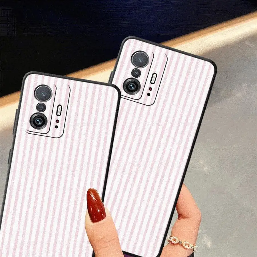 Case for Xiaomi Mi 11 12 13 Lite 13 14 15 Pro 12X 10T 11T 12T Pro Black Soft Phone Cover Retro Stripes