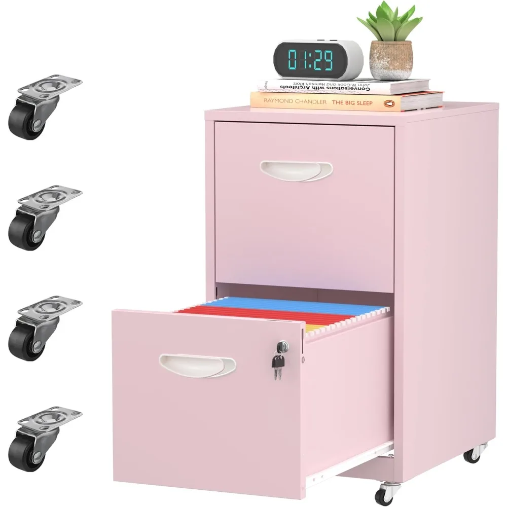 

2 Drawer Rolling File Cabinet with Lock,Filing Cabinets for Home Office,Two Drawer File Cabinet, Mobile Under Desk File Cabinets
