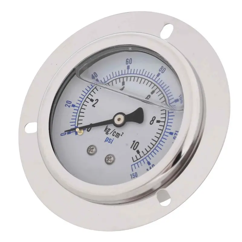Brass Movement Back Mount Manometer, 60Mm Front Flange Pressure Gauge, Liquid Filled Hydraulic Oil Pressure Meter-[A002 Wind]