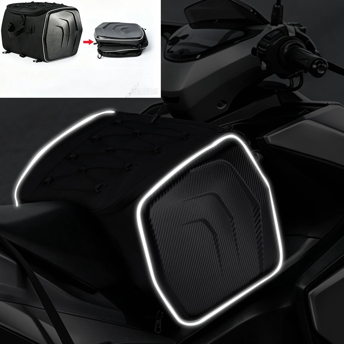 防水バイクヘルメットバッグ-多機能バイクリアシートバッグ-大容量バイクバッグ-ライダーバックパック