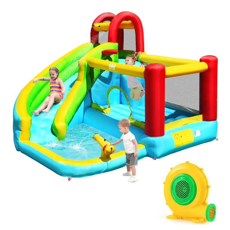 6-in-1 6-in-1 Inflatable Bounce House with Climbing Wall and Basketball Hoop with Blower - Aliexpress Deal