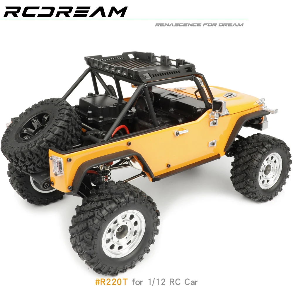 RCDream 1/12 แร็คหลังคา 3D พิมพ์กระเป๋าเดินทาง/Spotlight สําหรับ MJX H12Y อัพเกรดตัวเลือกอะไหล่ # R220S