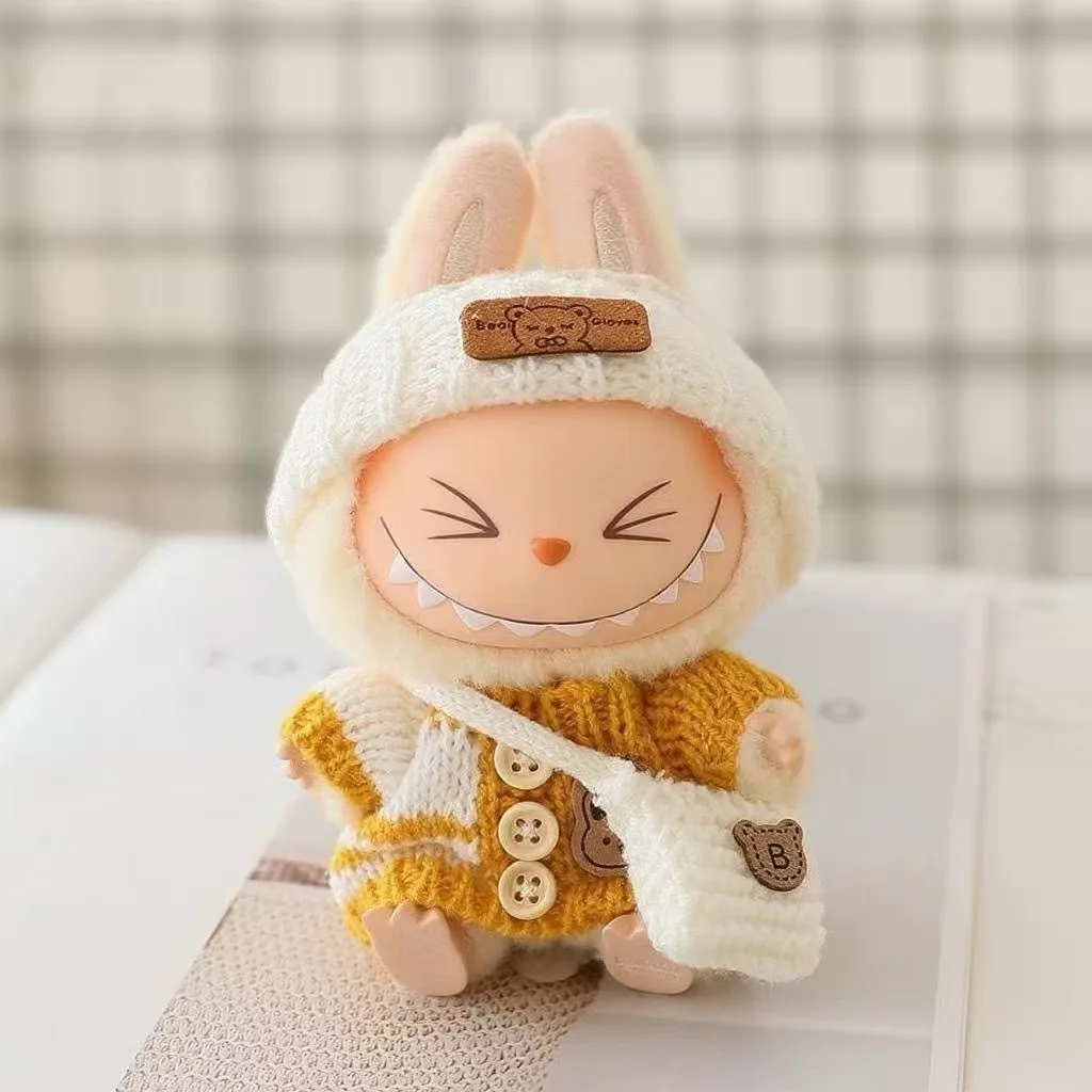 

For 15-17 Cm V1v2 V3 Labubu Clothes Outfit Labubu Sitting Party Bear Label Scarf Hat Bag Dolls Accessories Cute Decoration