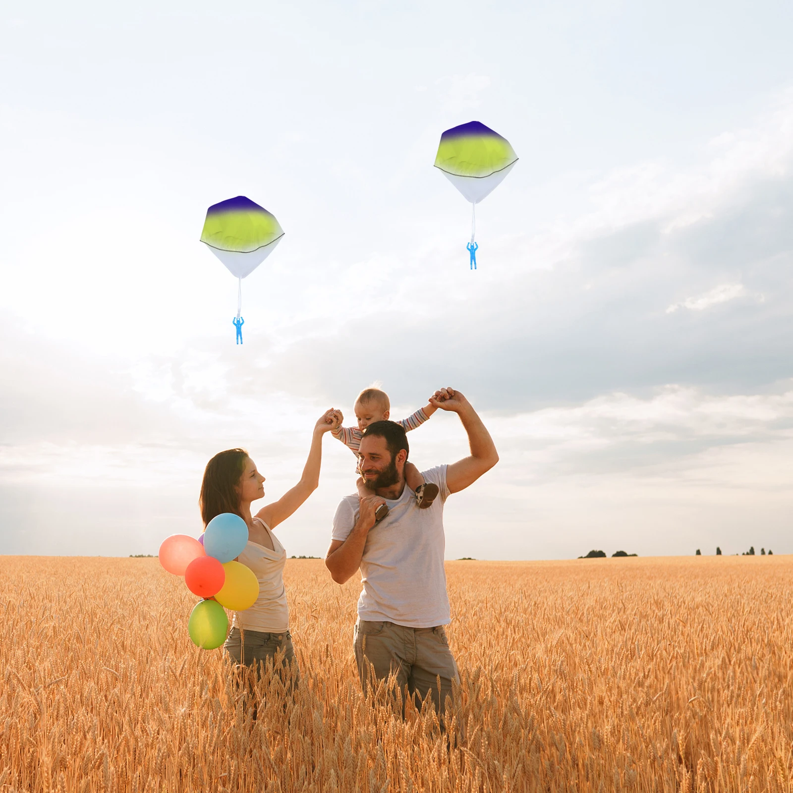 

8pcs Graffiti Parachute Toy White Polyester Kids Outdoor Flying Play Mini Soldier Parachute Plaything Child Game Creative Gifts
