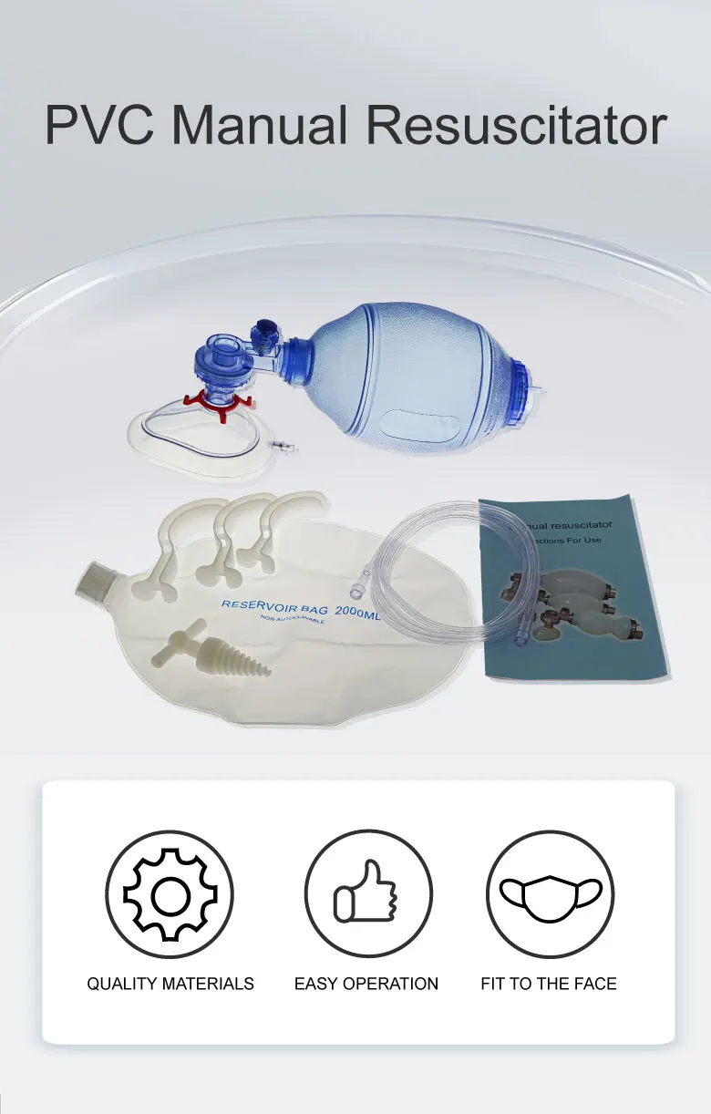 Manuelles Beatmungsgerät-Set aus PVC mit Reservoirbeutel, Sauerstoffschlauch, Erste-Hilfe-Set, einfache Atmung, Notfallwerkzeuge mit oder ohne Box – Detail 1
