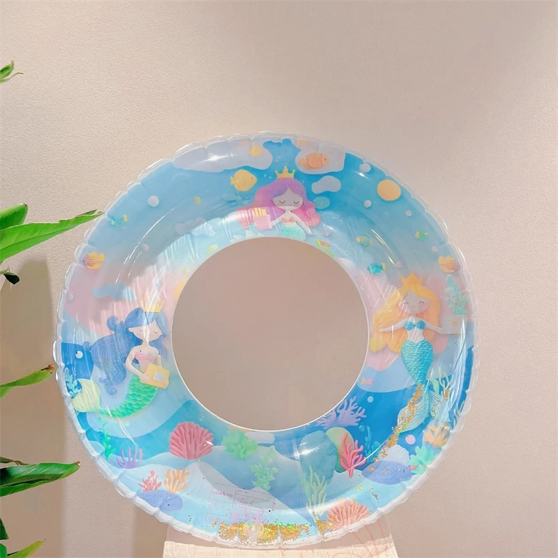 Zeemeermin Glitter Zwemmen Ring Opblaasbaar Voor Kinderen Volwassenen Zwembad Strand Float Cartoon Vissenstaart Ontwerp Onderarm Float Speelgoed