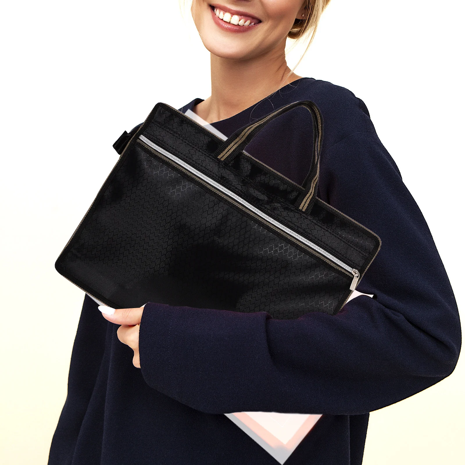 Zipper Design File Organizer Folder Bag Zippered Document Documents Carry Storage
