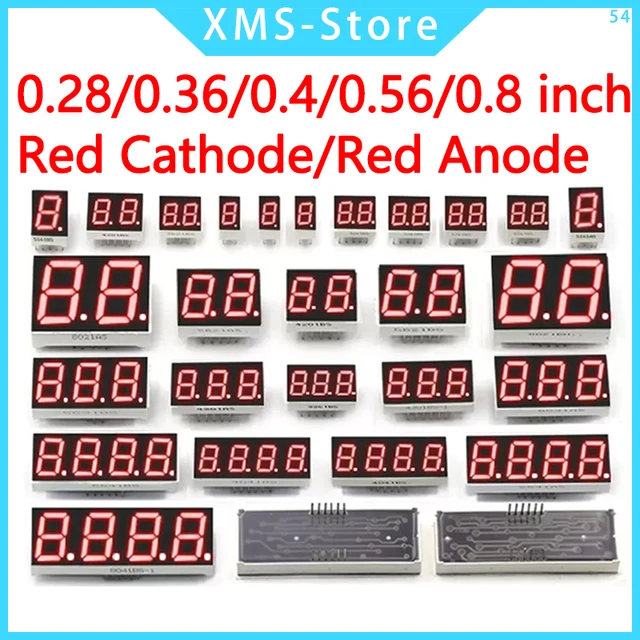 5 szt. 0,28-calowy cyfrowy wyświetlacz LED w kształcie tuby 1-bitowy 2-bitowy 3-bitowy 4-bitowy wyświetlacz Wspólna anoda / katoda 0,28"/0,36"/0,4"/0,56" 7-segmentowy czerwony