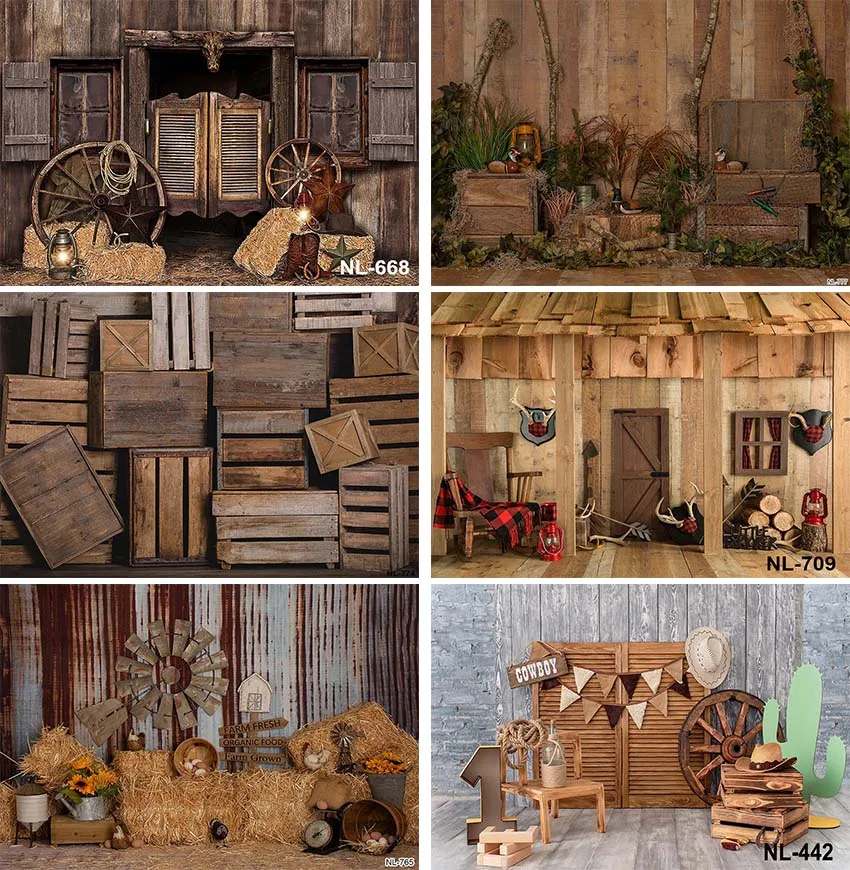 

Fall Farm Door Backdrop Rustic Warehouse Barnyard Photography Background Old Western Cowboy Children Birthday Party Decoration