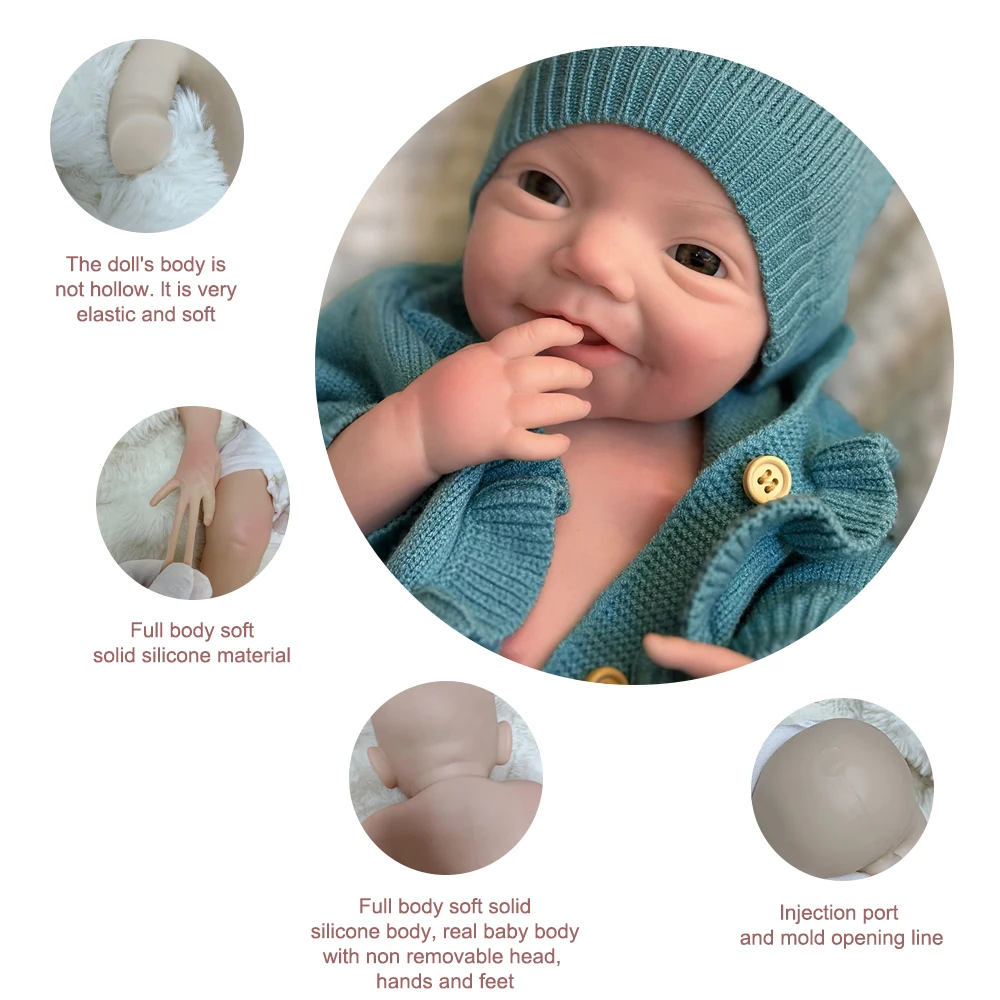 Aizwa1 18 Inch Silicone Bebe Newborn Girl Handmade Lifelike Soft Touch Newborn Baby Doll For CHildren Birthday Gifts