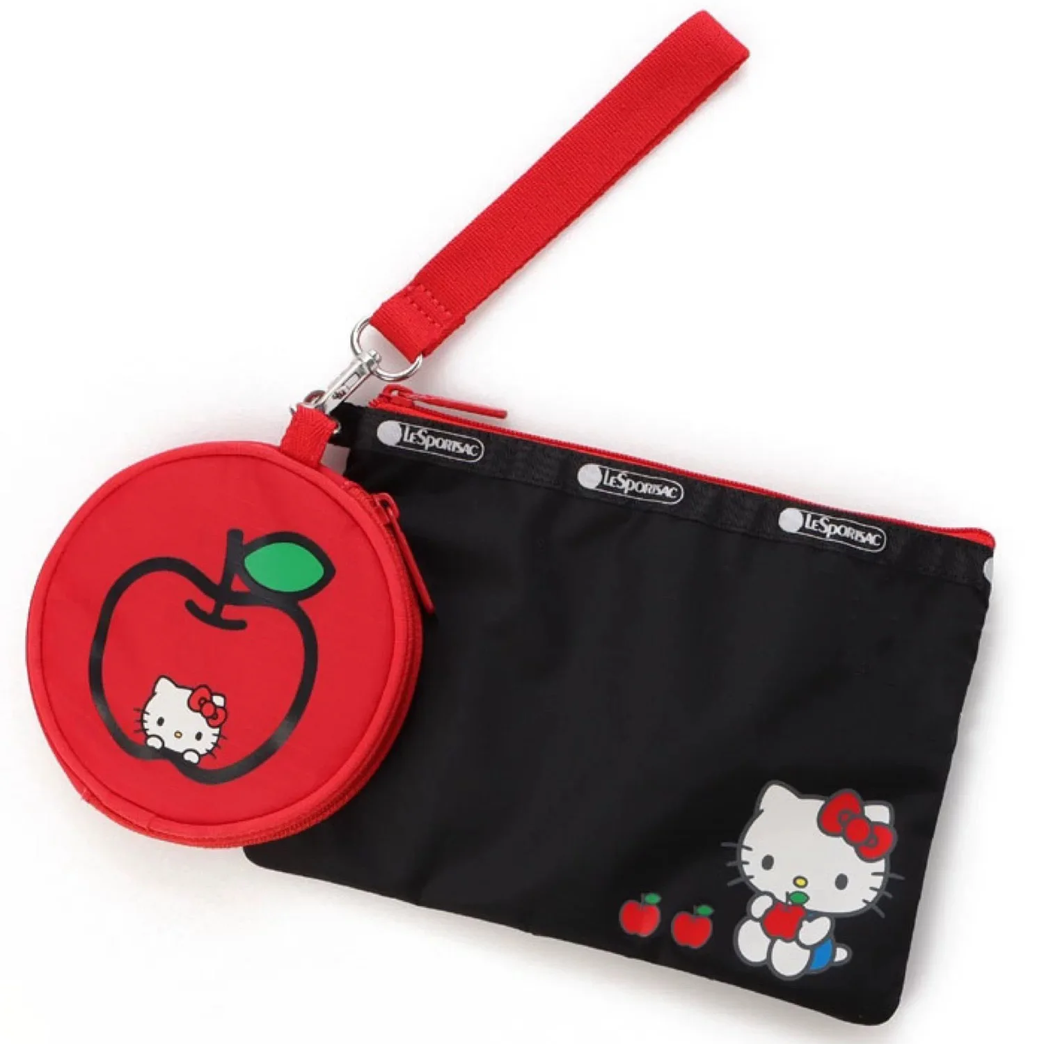 New Style Kawaii Hello Kitty Printed Bow Handbag Girl Cute KT Holding Apple Storage Bag Coin Purse Halloween Holiday Gift Sanrio