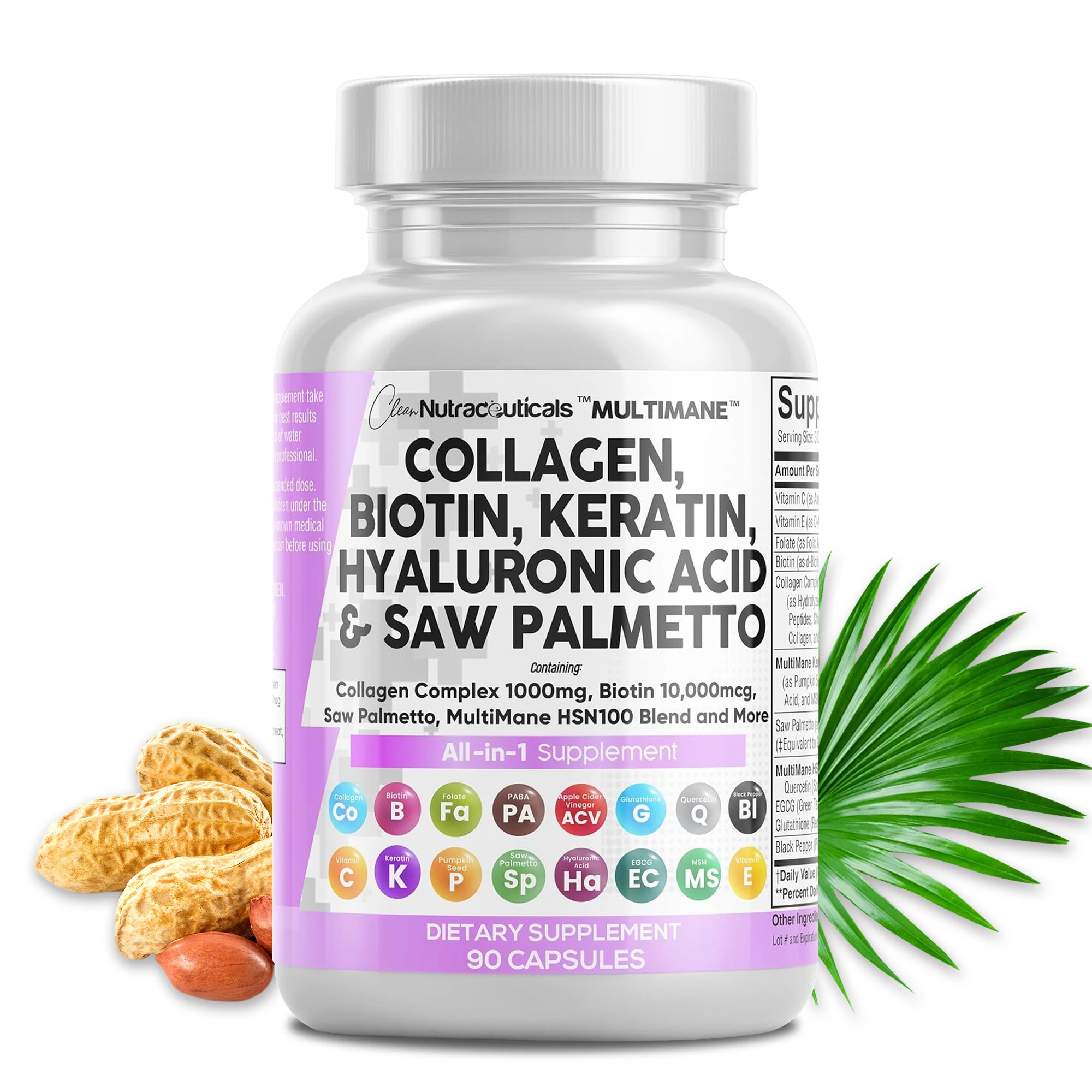 

Добавка с кератиновой гиалуроновой кислотой и коллагеном — способствует росту волос, предотвращает выпадение волос и улучшает эластичность кожи