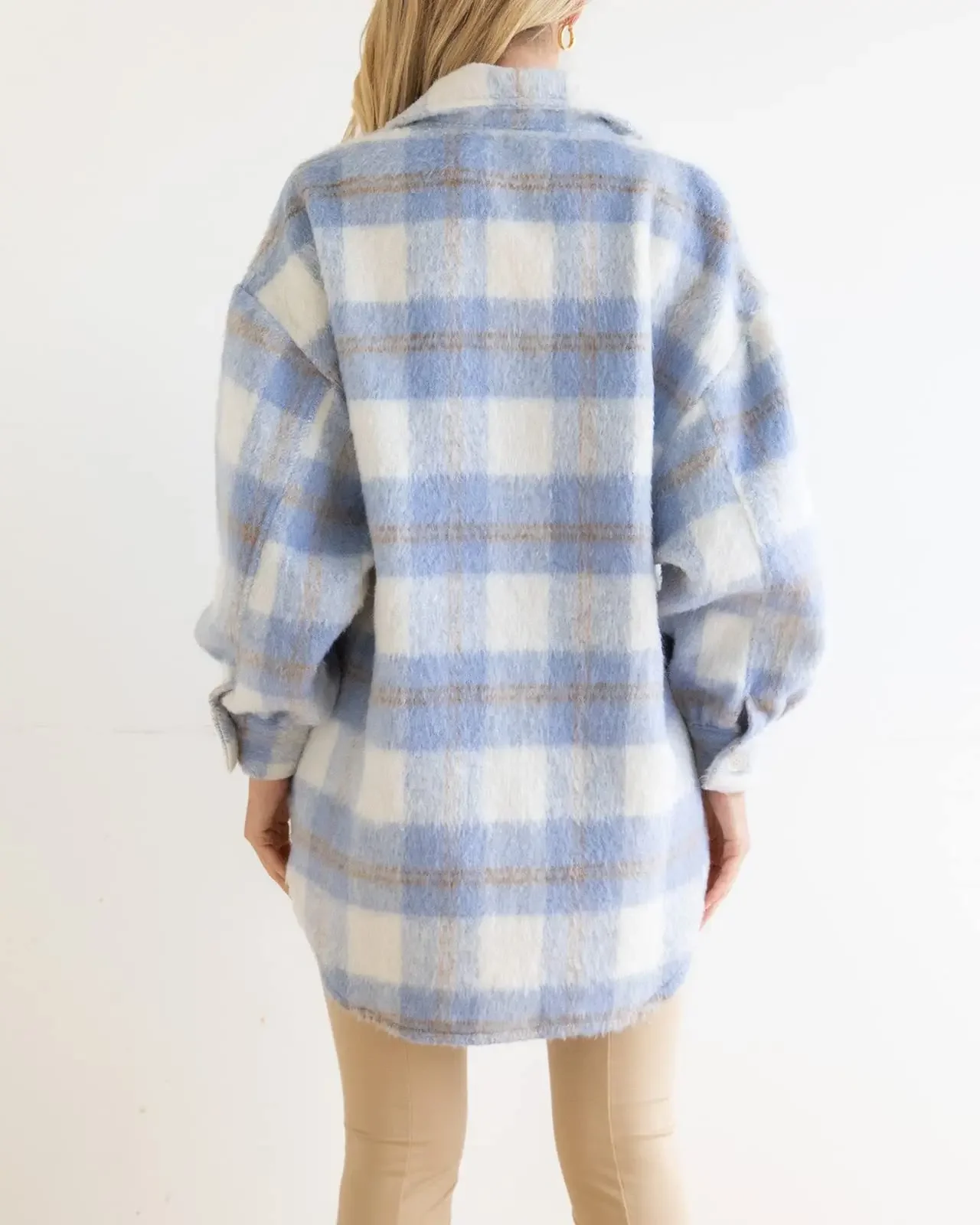 Autumn and Winter New Women's Fashion Street Casual Loose Versatile Contrast Plaid Mohair Coat Woolen Thick Coat