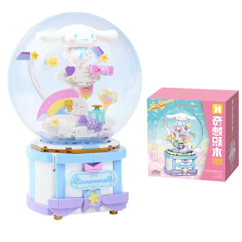 Anime Melody Black Beauty Cinnamoroll Hello Kitty Boneka Aksi Bola Kristal Kotak Musik Mainan Hadiah Natal Mainan Anak-anak Kartun