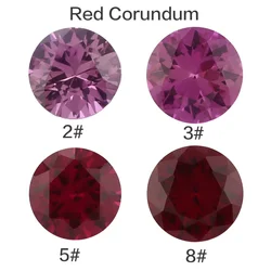 Size 2# 3# 5# 8# Ruby Red 1.0~12mm Round Brilliant Cut Rubys Synthetic Corundum Stones For Jewelry DIY Making